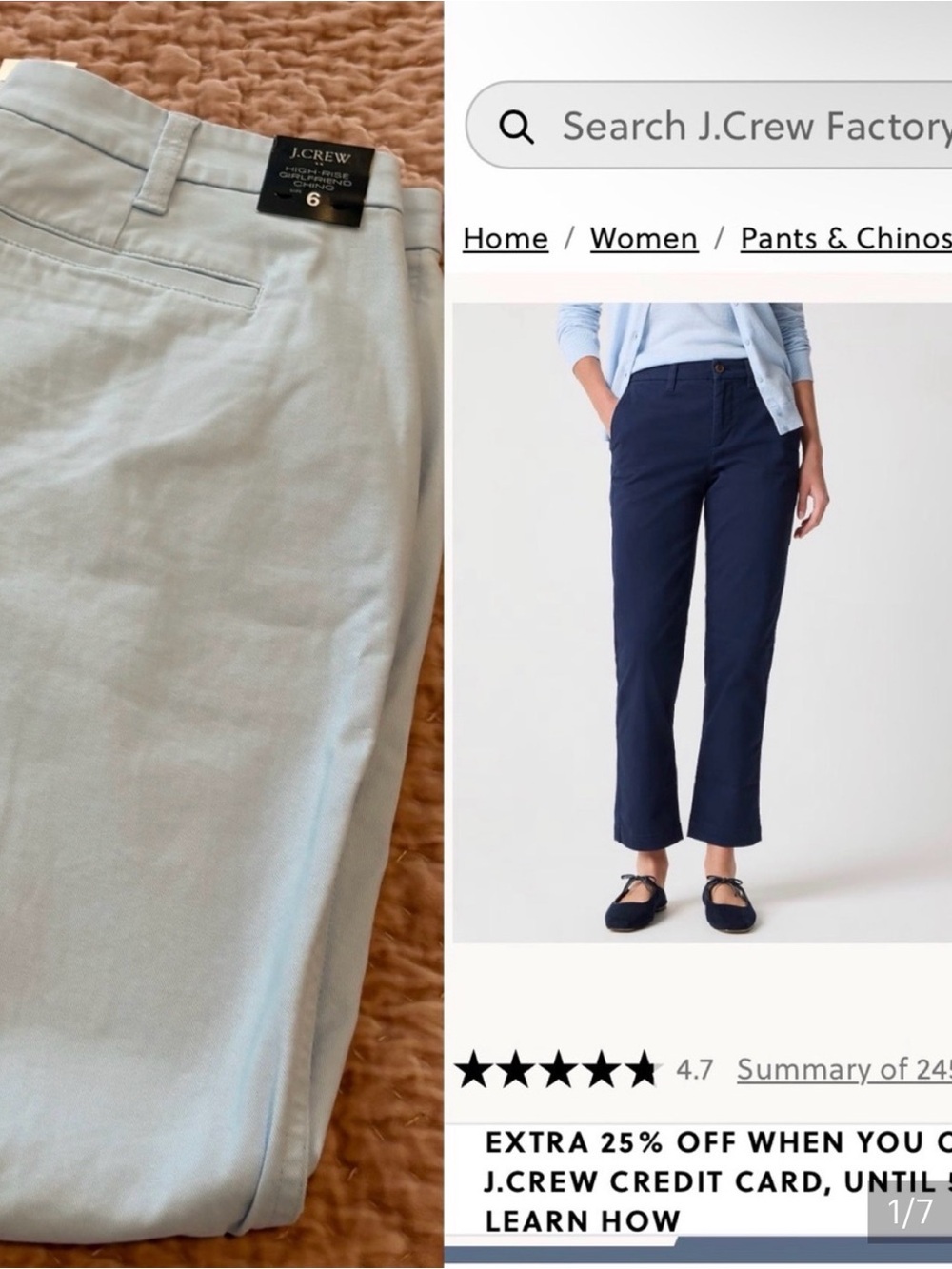 Brand New J. Crew Light Blue Chino Pants NWT Size 6